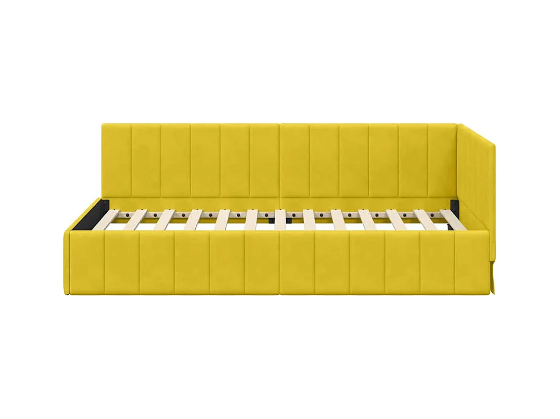 Estrutura de Cama de Canto Amarelo 100 x 200 cm Veludo