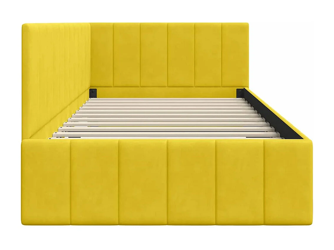 Estrutura de Cama de Canto Amarelo 100 x 200 cm Veludo
