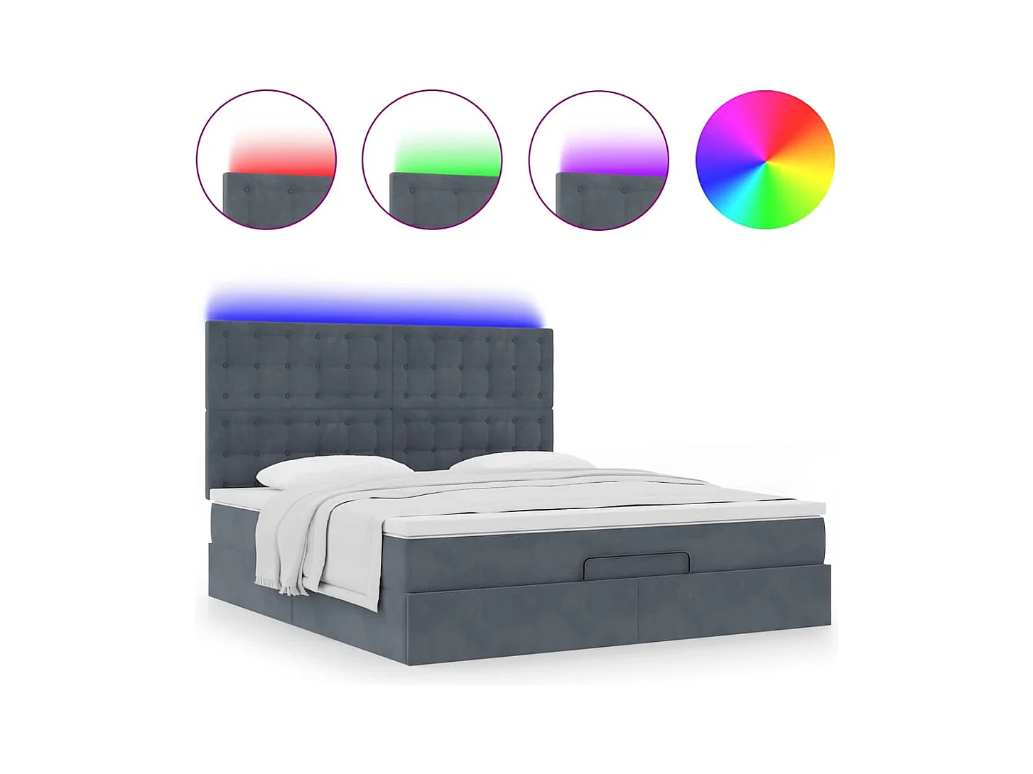 Estrutura cama otomana colchões 160x200 cm cinzento escuro