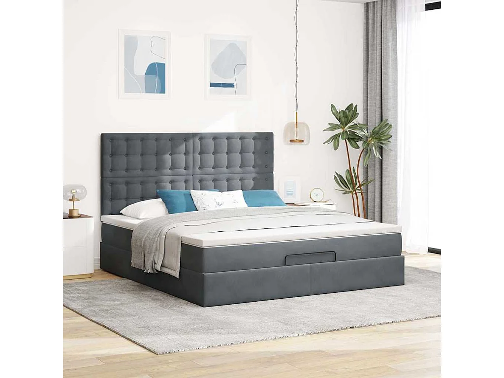 Ottoman bed met matrassen en LED's 160x200cm fluweel
