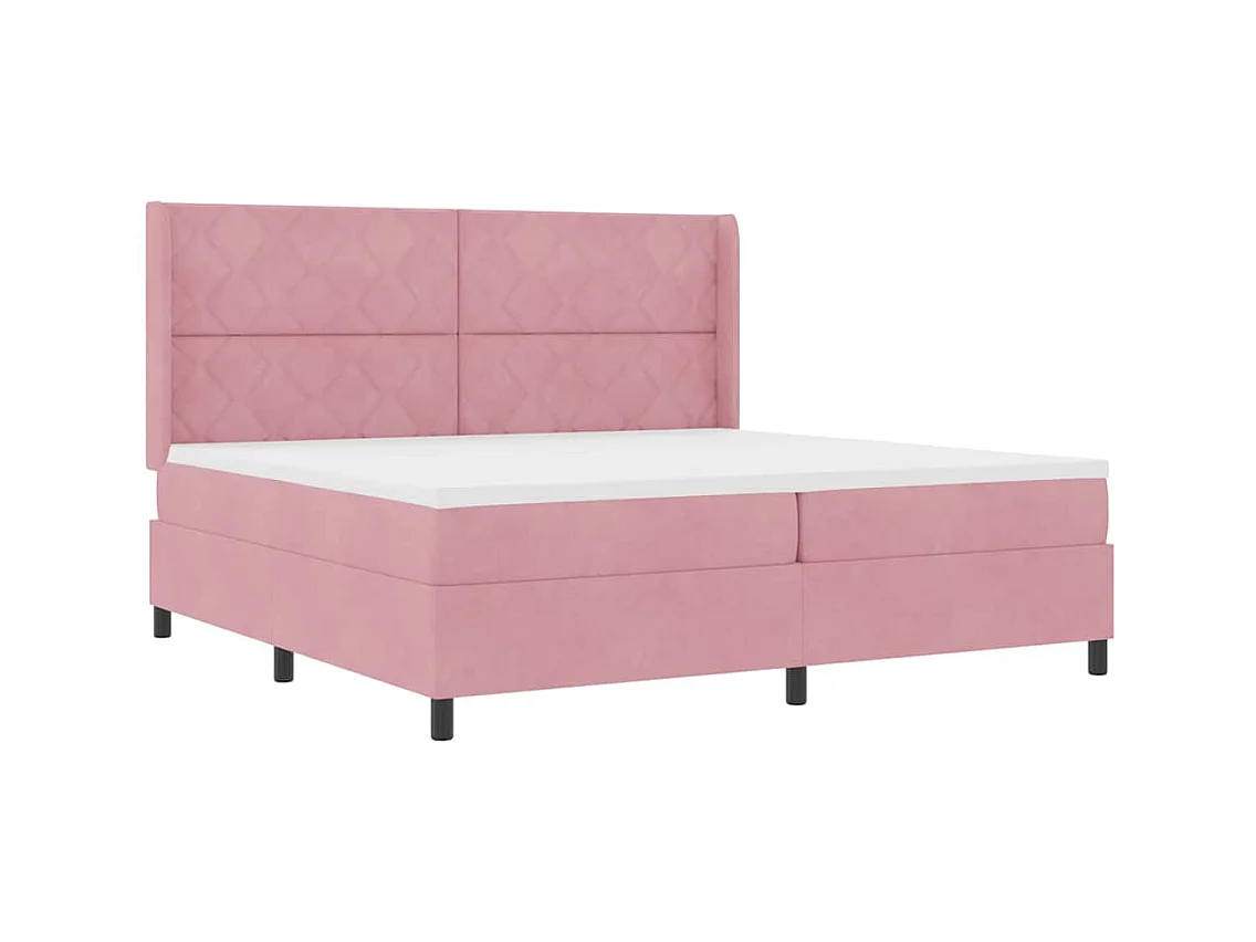 Cadre de lit avec Matelas LED Rose 200 x 200 cm Velours