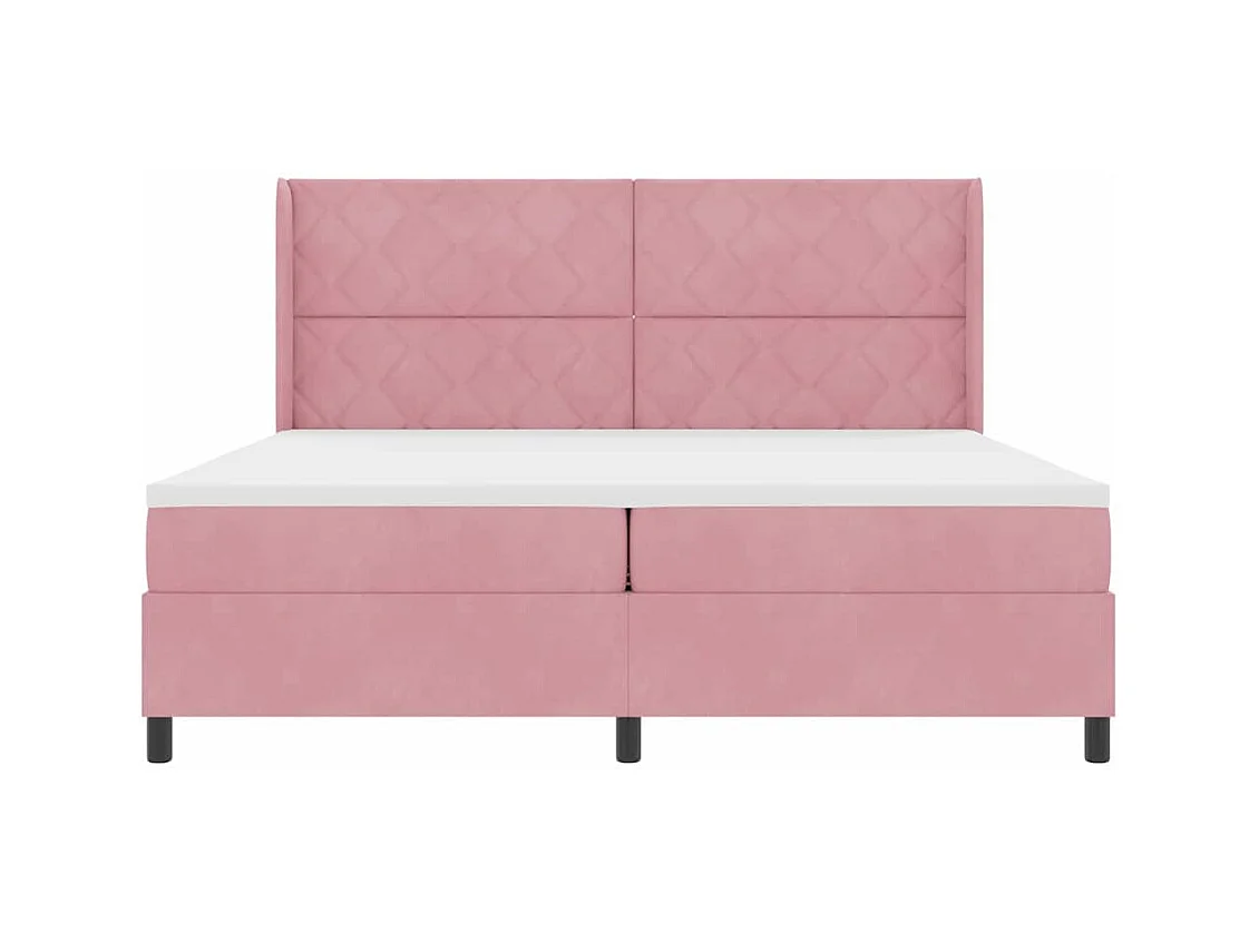 Cadre de lit avec Matelas LED Rose 200 x 200 cm Velours