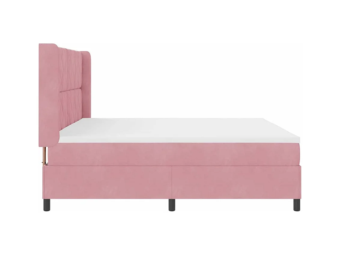 Cadre de lit avec Matelas LED Rose 200 x 200 cm Velours