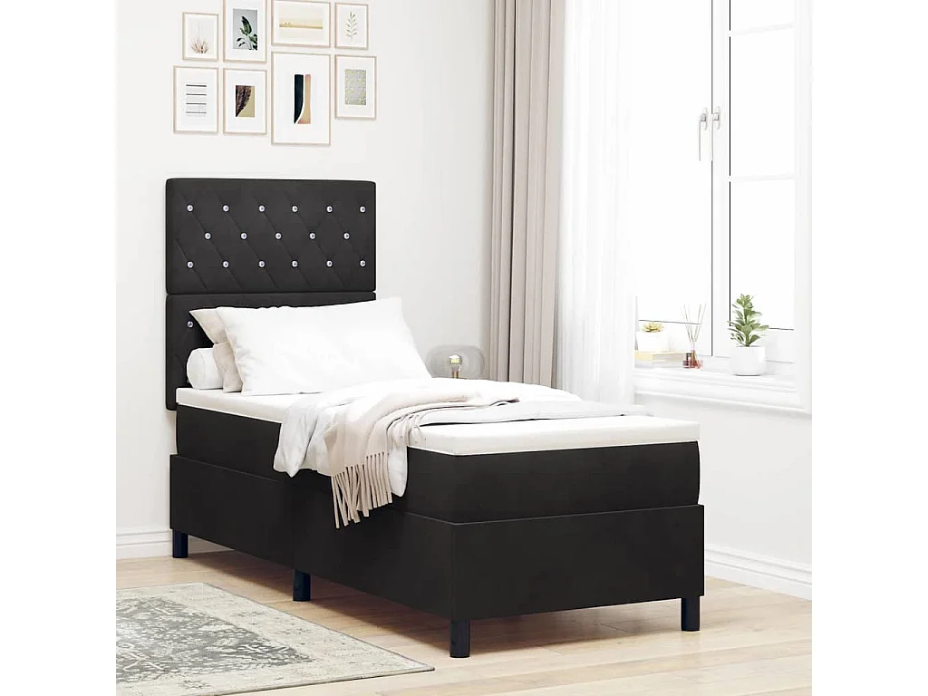 Cadre de lit avec matelas Noir 80 x 200 cm Velours