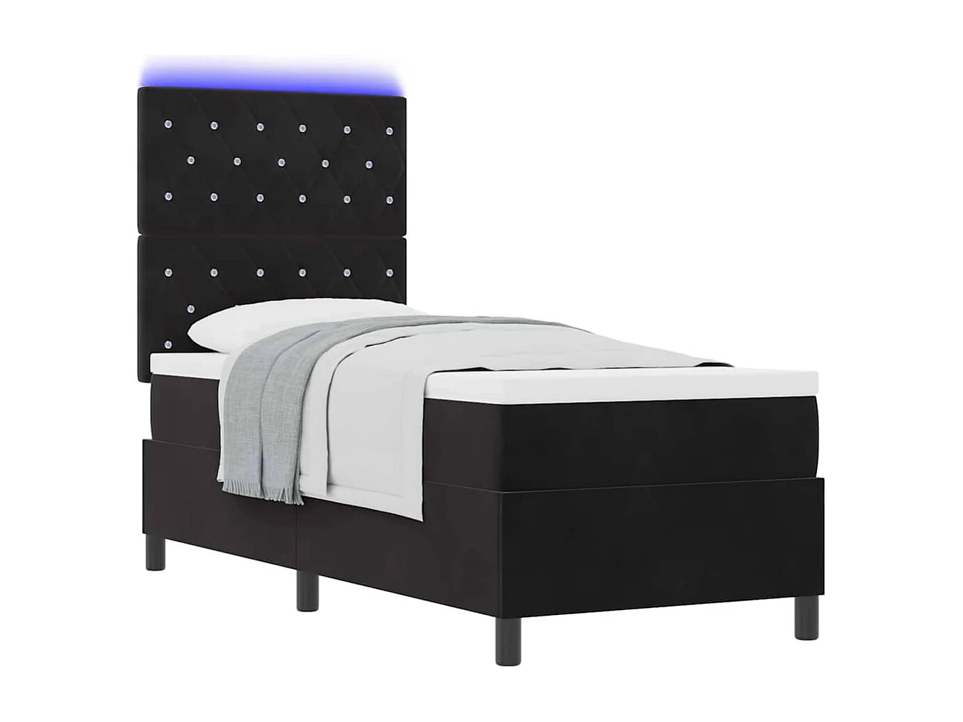 Cadre de lit avec matelas Noir 80 x 200 cm Velours