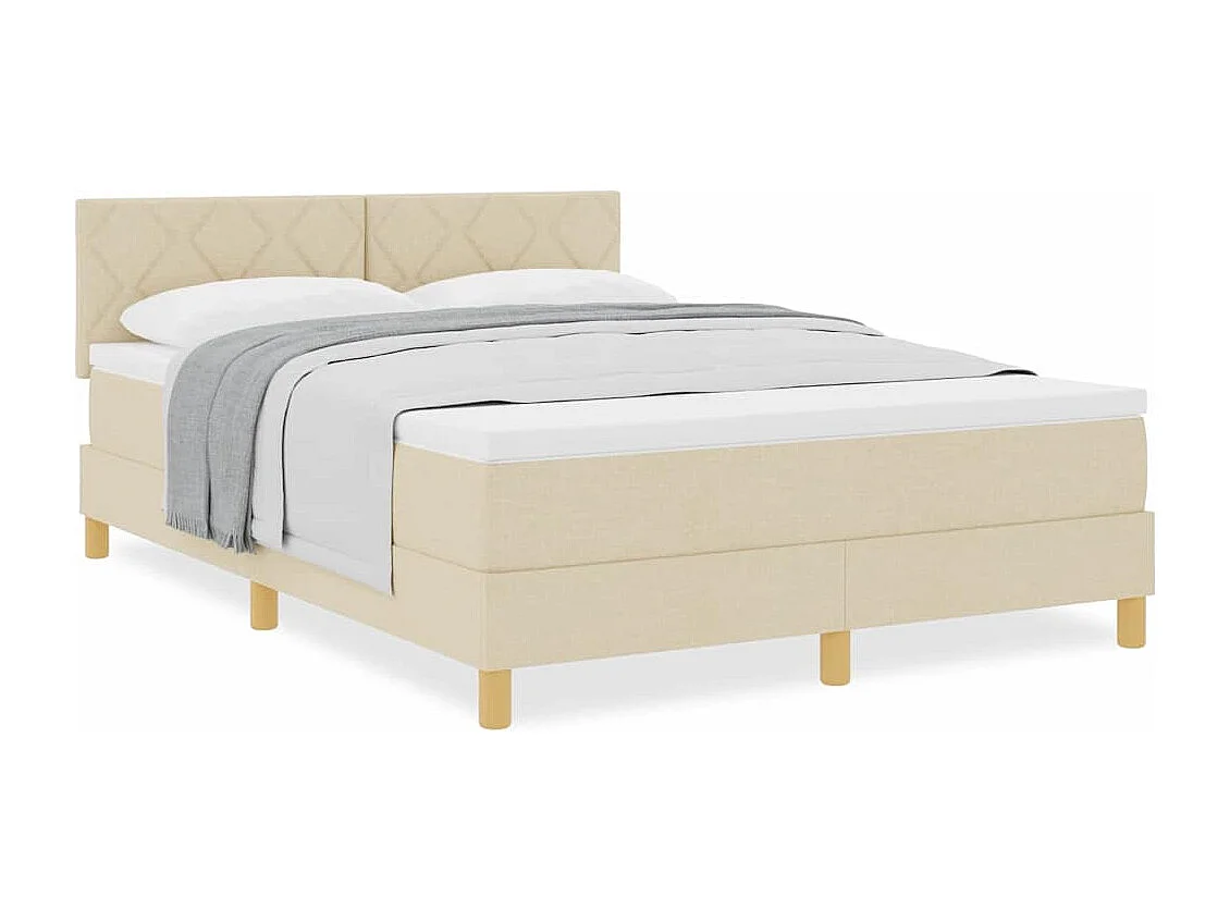 Cadre de lit avec matelas Crème 160 x 200 cm tissu