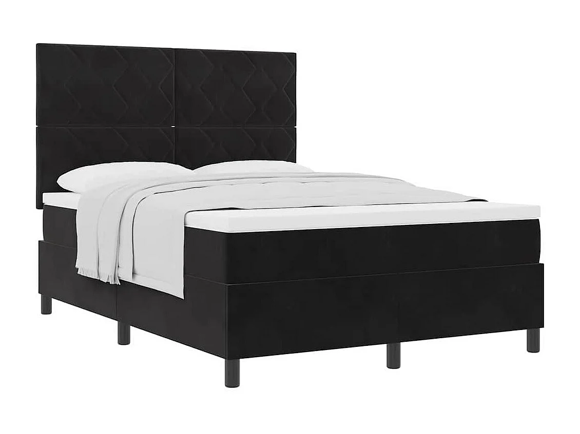 Cadre de lit avec matelas Noir 140 x 190 cm Velours