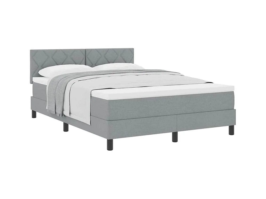 Cadre de lit avec matelas Gris clair 140 x 190 cm tissu