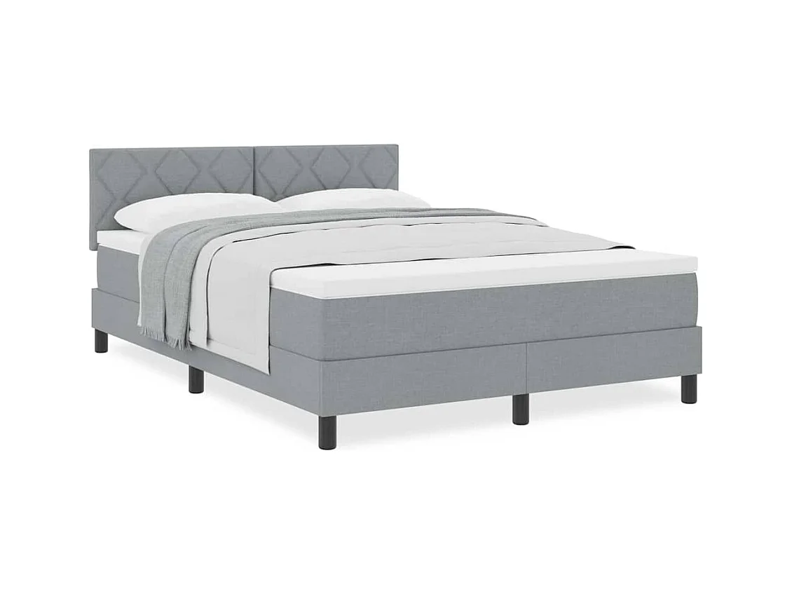 Cadre de lit avec matelas Gris clair 140 x 190 cm tissu