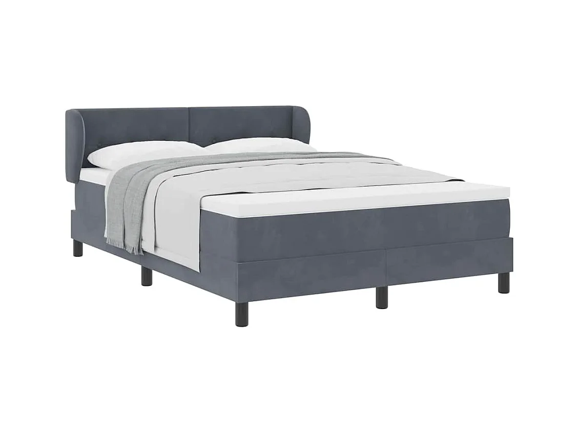 Cama Box Spring com Colchão Cinza Escuro 80x200 cm em Veludo