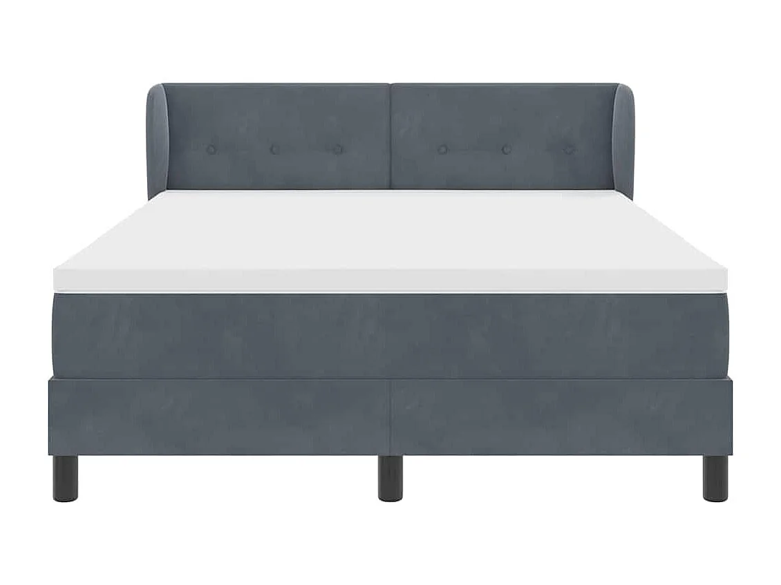 Cama Box Spring com Colchão Cinza Escuro 80x200 cm em Veludo