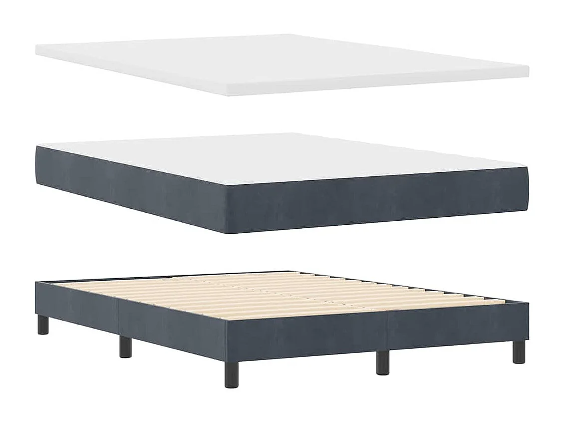 Cama con Somier y Colchón Gris Oscuro 80x200 cm Terciopelo