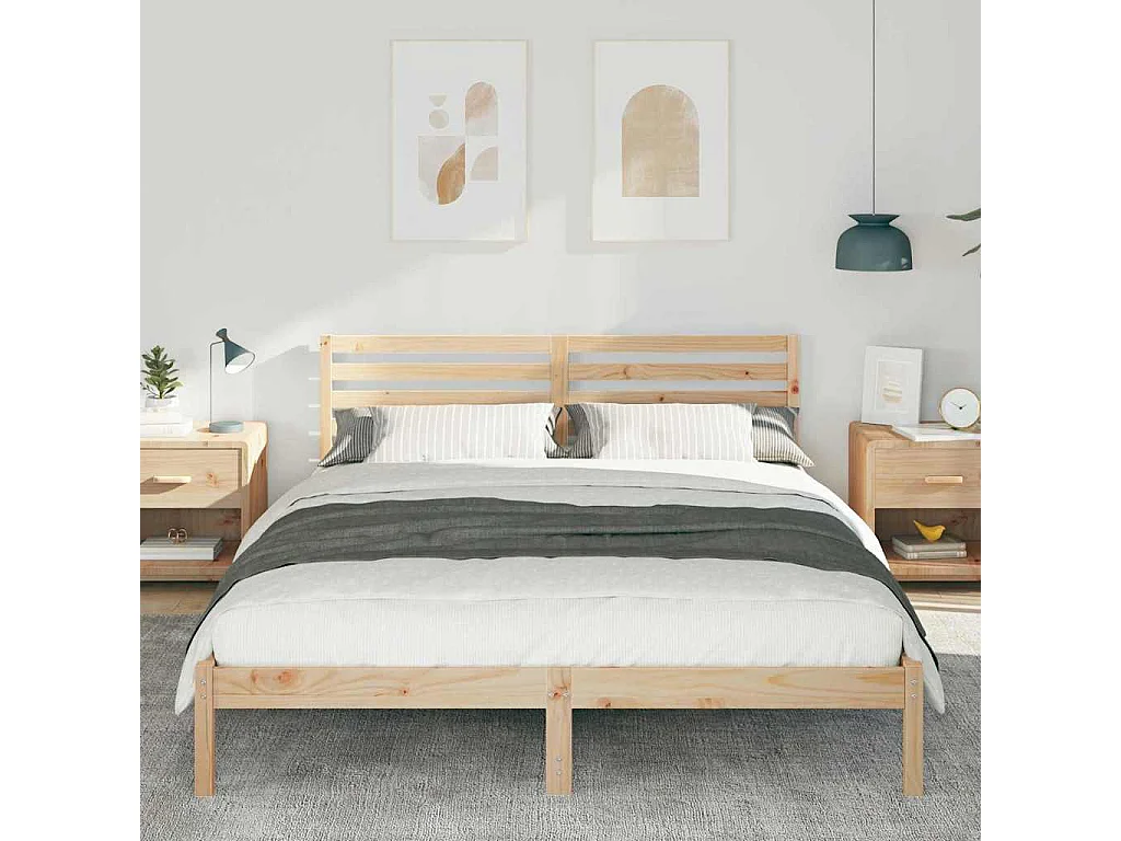 Cadre de lit Marron 160 x 220 cm Bois massif en pin