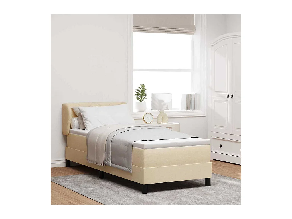 Cama box spring con colchón con colchón Crema 80 x 200 cm tela