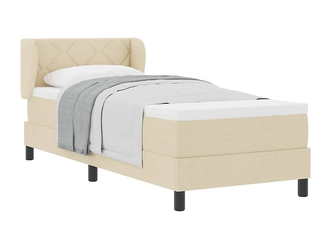 Cadre de lit avec matelas avec matelas Crème 80 x 200 cm tissu