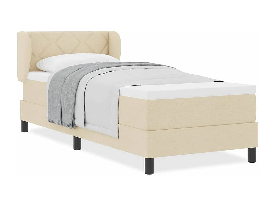 Cadre de lit avec matelas avec matelas Crème 80 x 200 cm tissu