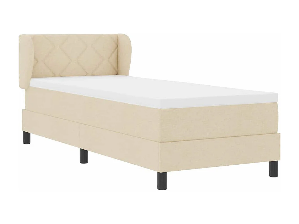 Cadre de lit avec matelas avec matelas Crème 80 x 200 cm tissu