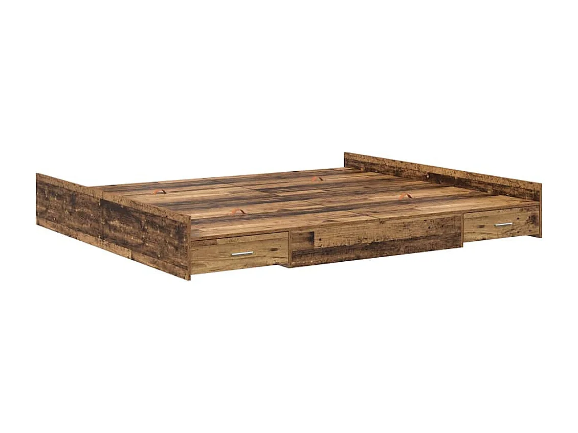 Opbergbedframe met lade Oud hout 180 x 200 cm Bewerkt hout