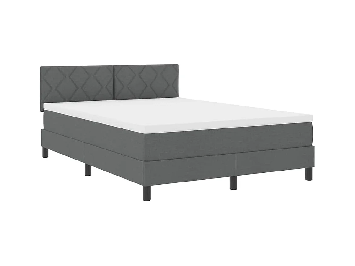 Cadre de lit avec matelas Gris foncé 140 x 200 cm tissu
