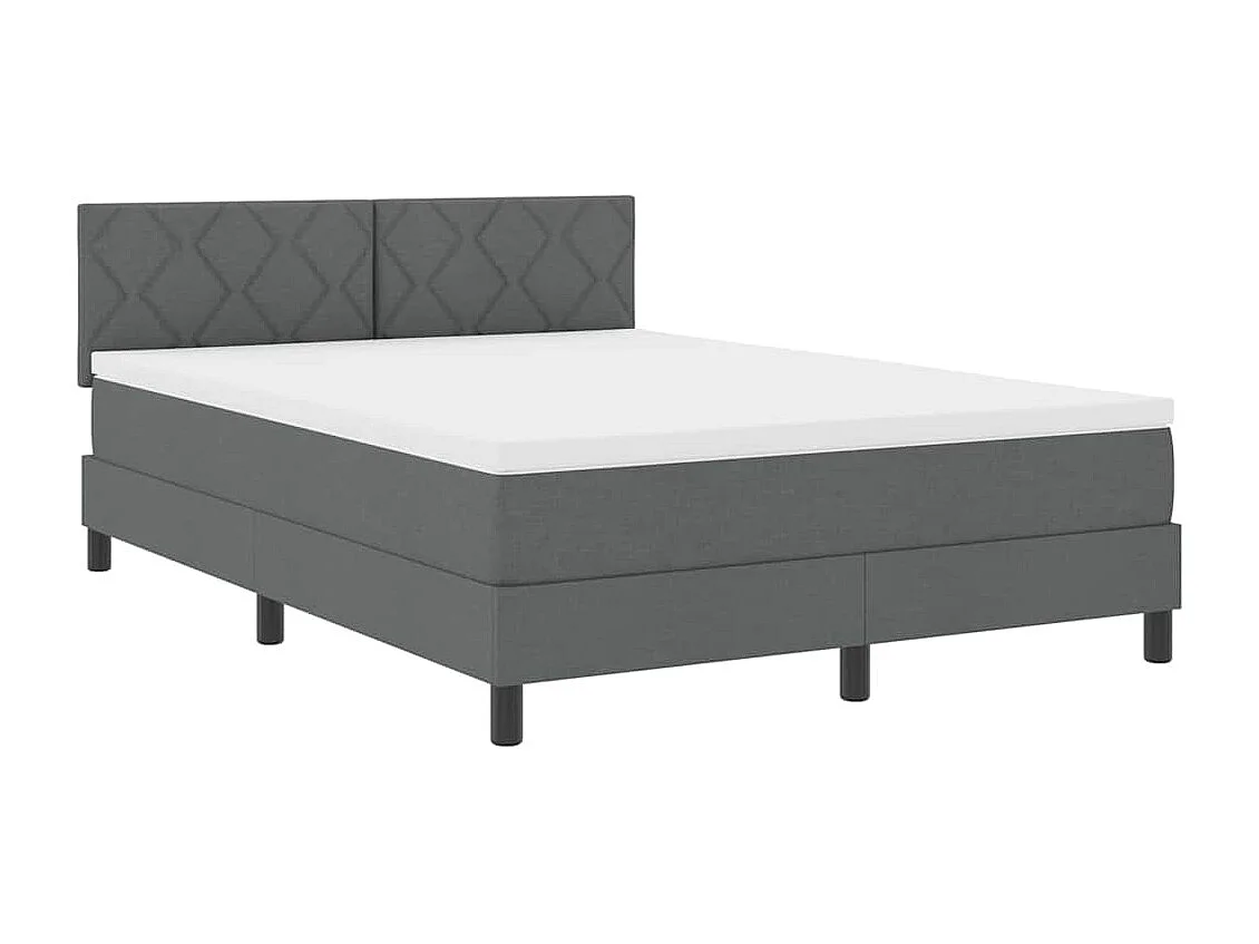 Cadre de lit avec matelas Gris foncé 140 x 200 cm tissu