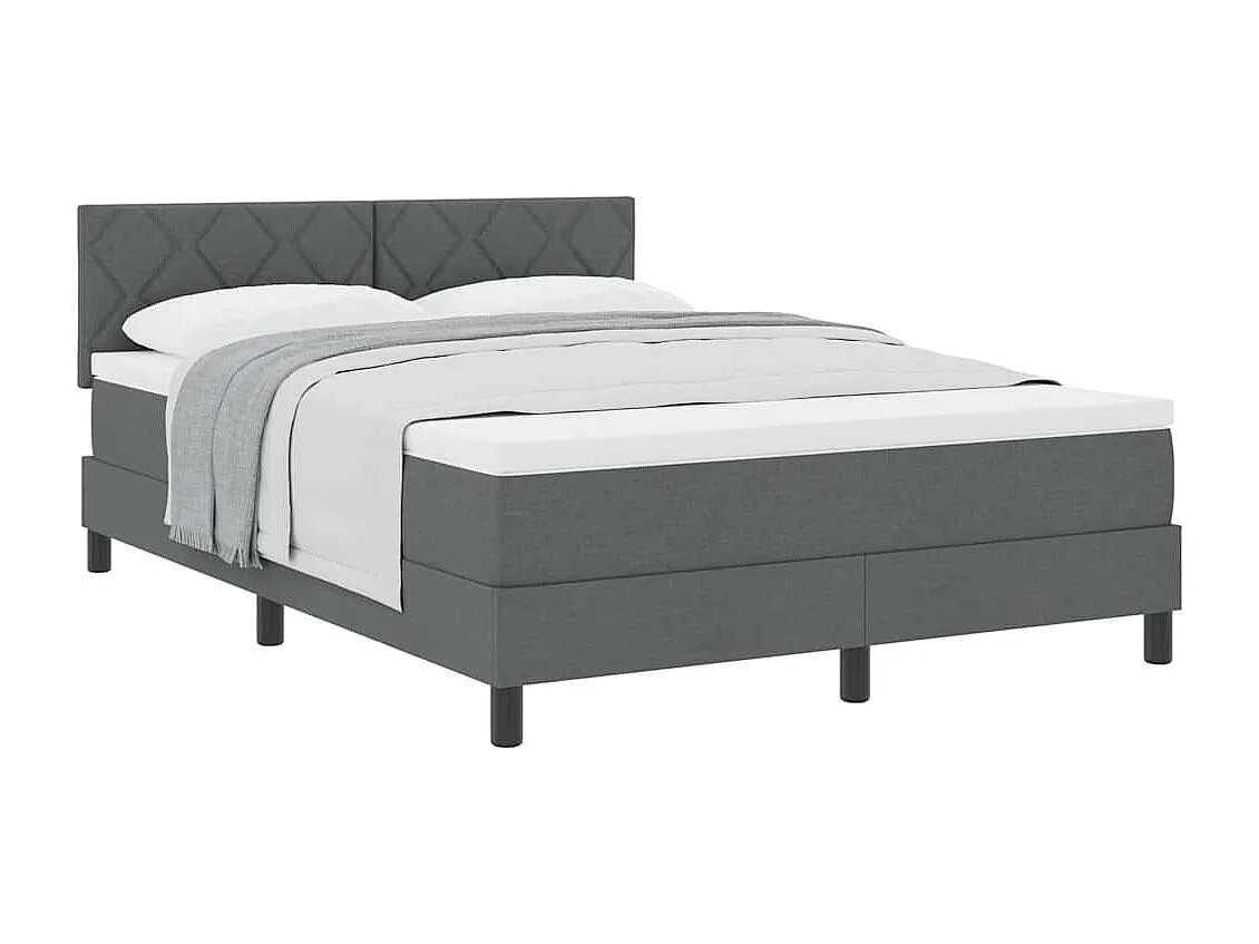 Cadre de lit avec matelas Gris foncé 140 x 200 cm tissu