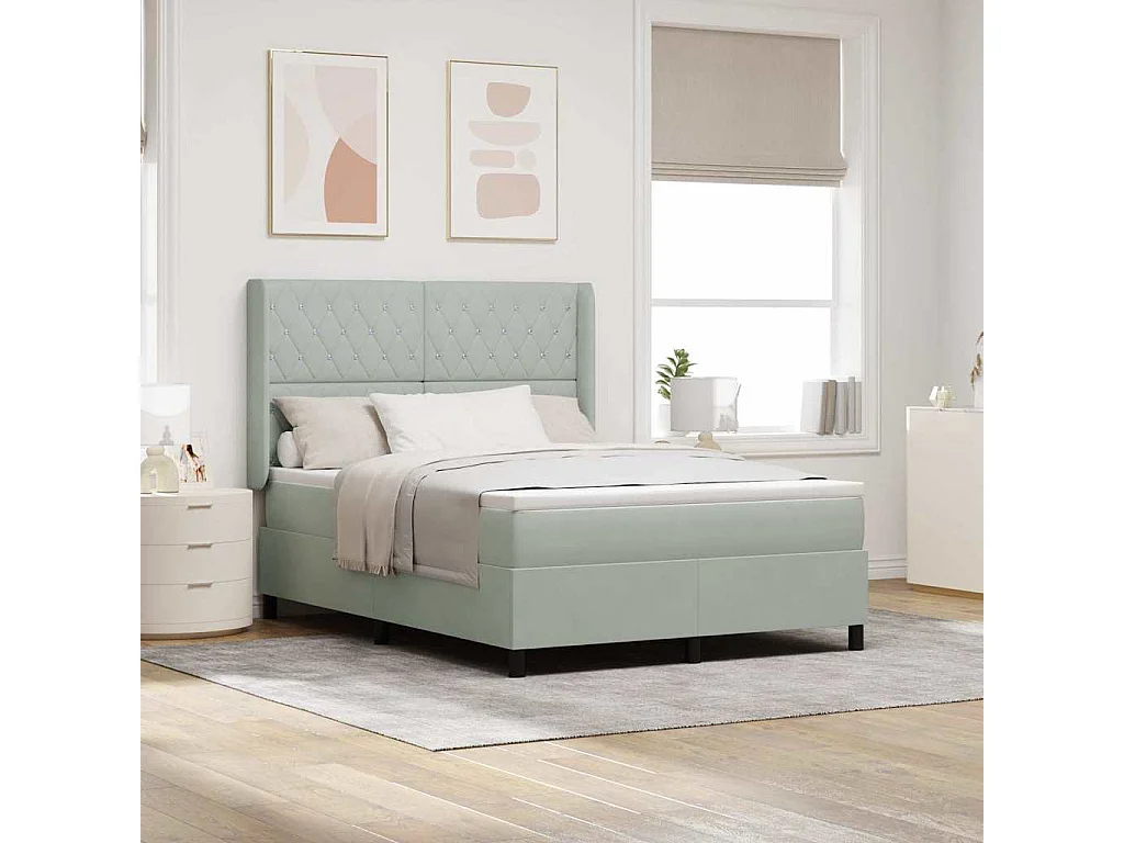 Cadre de lit avec Matelas LED Gris clair 160 x 200 cm Velours