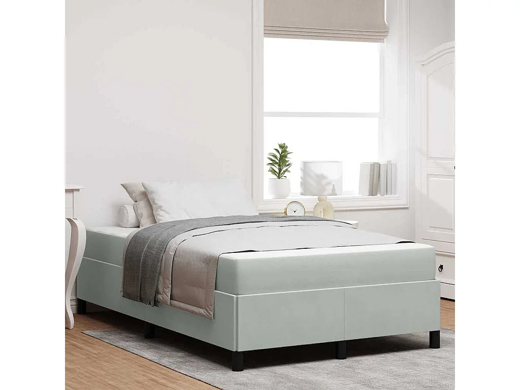 Cadre de lit Blanc, gris clair et blanc 120 x 200 cm Velours