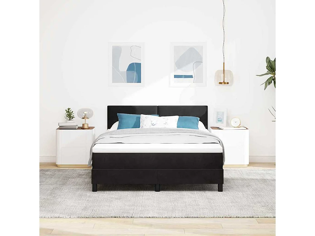 Cadre de lit avec tête de lit Noir 140 x 190 cm Velours