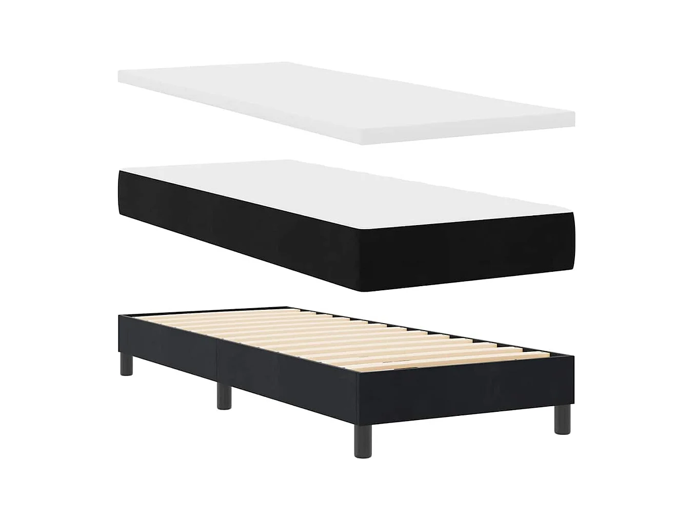 Cama Box Spring com Colchão Preto 80 x 200 cm tecido