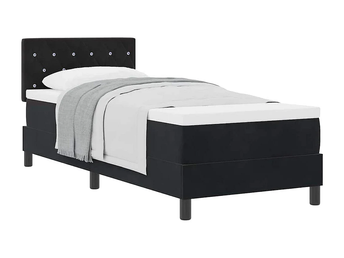 Cadre de lit avec matelas avec matelas Noir 80 x 200 cm tissu