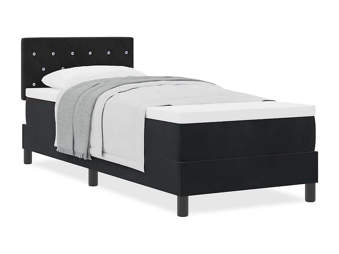 Cadre de lit avec matelas avec matelas Noir 80 x 200 cm tissu