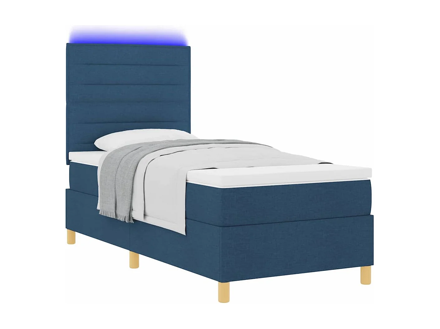 Cadre de lit avec matelas Bleu 90 x 200 cm tissu