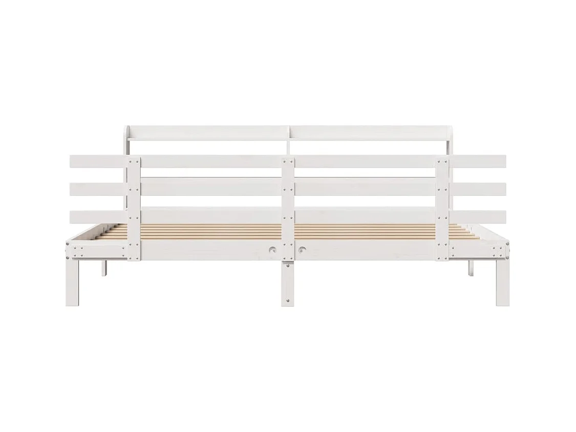 Cadre de lit avec tête de lit sans matelas blanc 200x200 cm