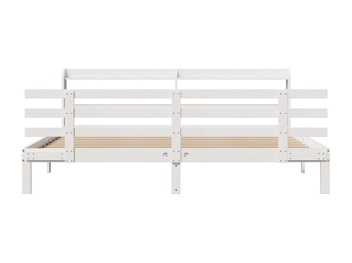 Cadre de lit avec tête de lit sans matelas blanc 200x200 cm