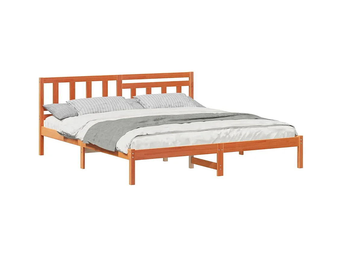 Cadre de lit Marron cire 200 x 200 cm Bois massif en pin