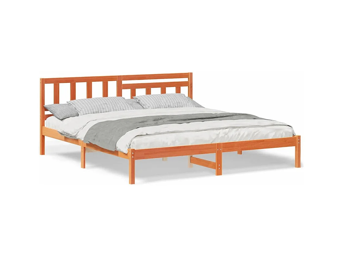 Cadre de lit Marron cire 200 x 200 cm Bois massif en pin