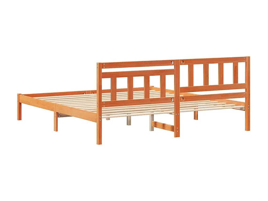 Estructura de cama con cabecera Marrón cera 200 x 200 cm