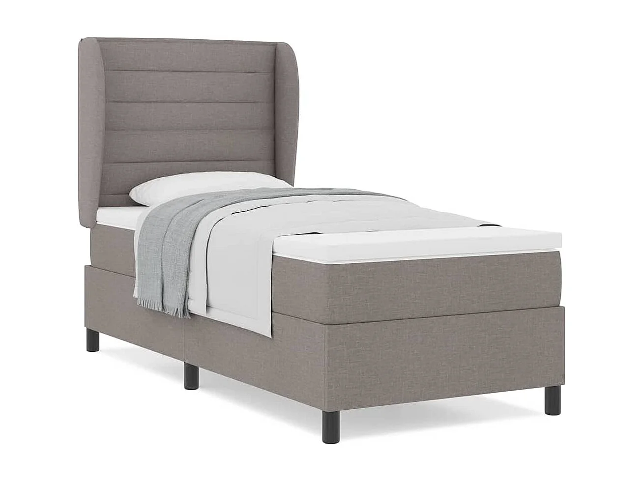 Cama tipo Box Spring con colchón Taupé 80 x 200 cm tela