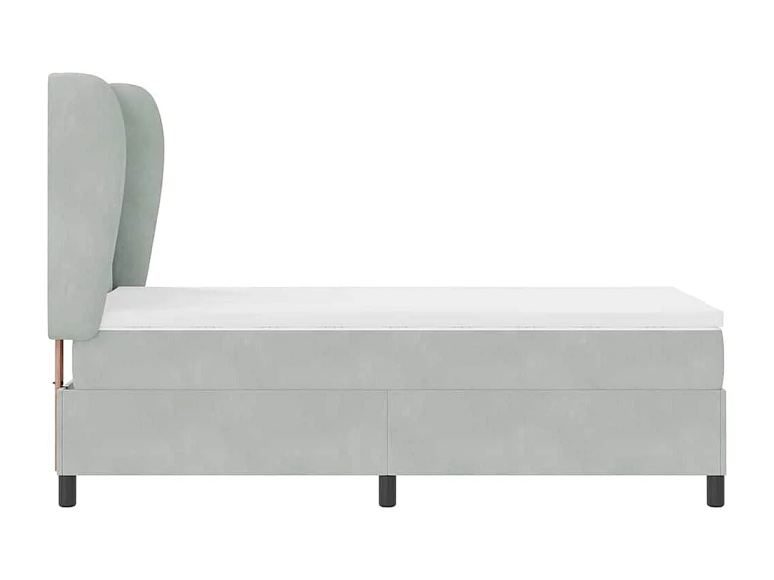 Cama tipo Box Spring Gris claro 90 x 190 cm Terciopelo