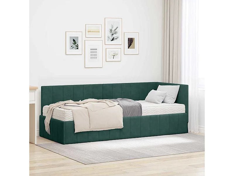 Cadre de lit d'angle Vert foncé 80 x 200 cm Velours