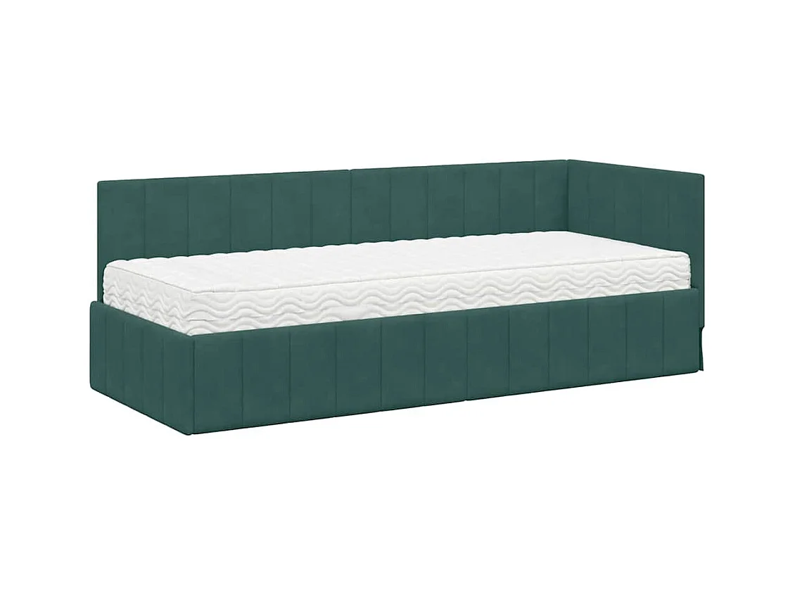 Cadre de lit d'angle Vert foncé 80 x 200 cm Velours