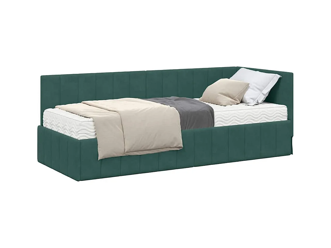 Cadre de lit d'angle Vert foncé 80 x 200 cm Velours