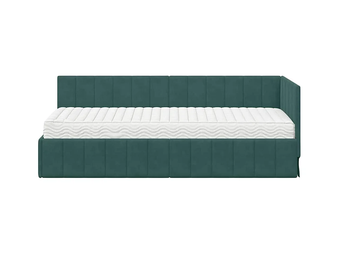 Cadre de lit d'angle Vert foncé 80 x 200 cm Velours