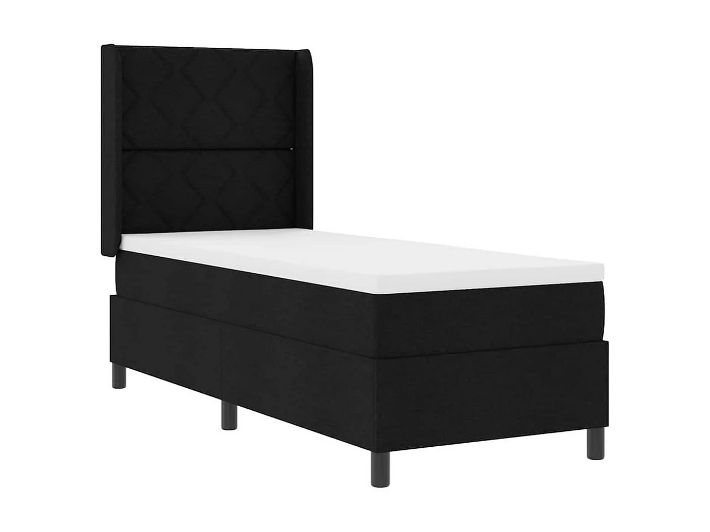 Cadre de lit avec matelas Noir 80 x 200 cm tissu