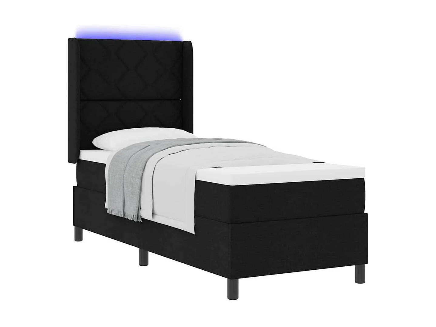 Cadre de lit avec matelas Noir 80 x 200 cm tissu