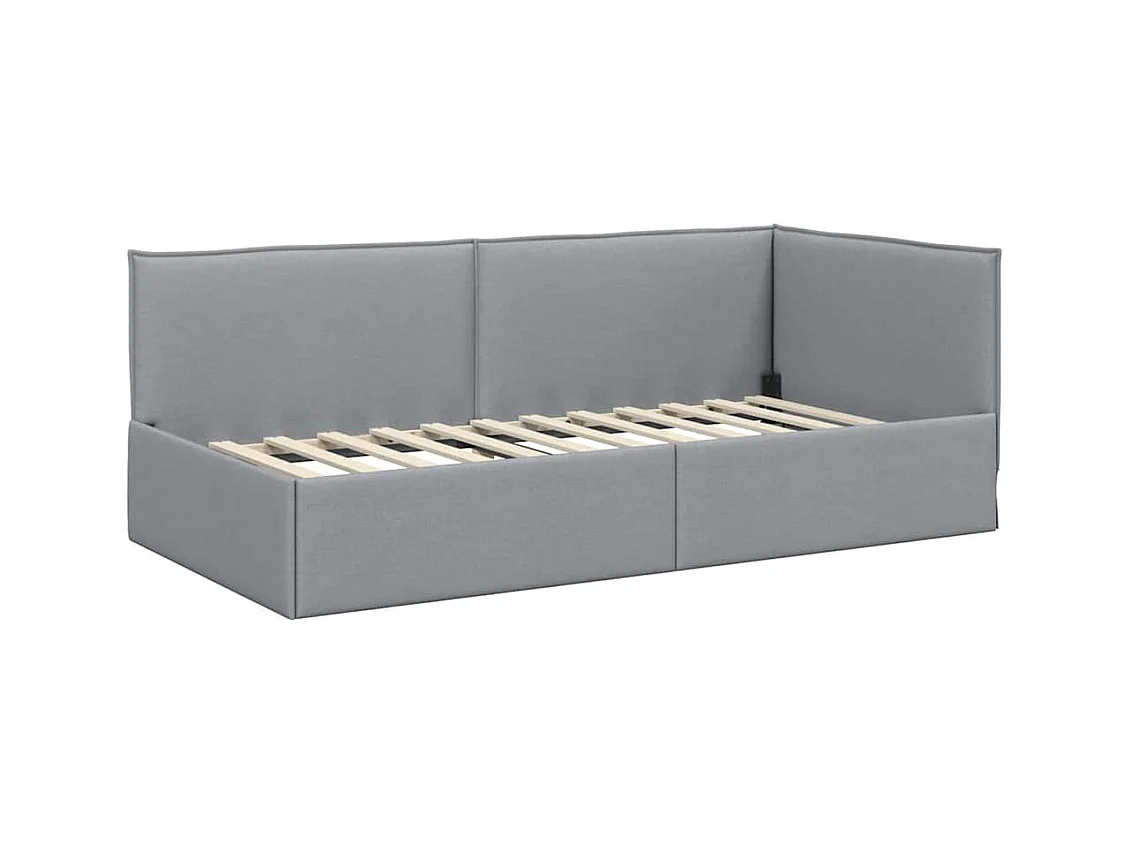Cadre de lit d'angle Gris clair 90 x 200 cm tissu