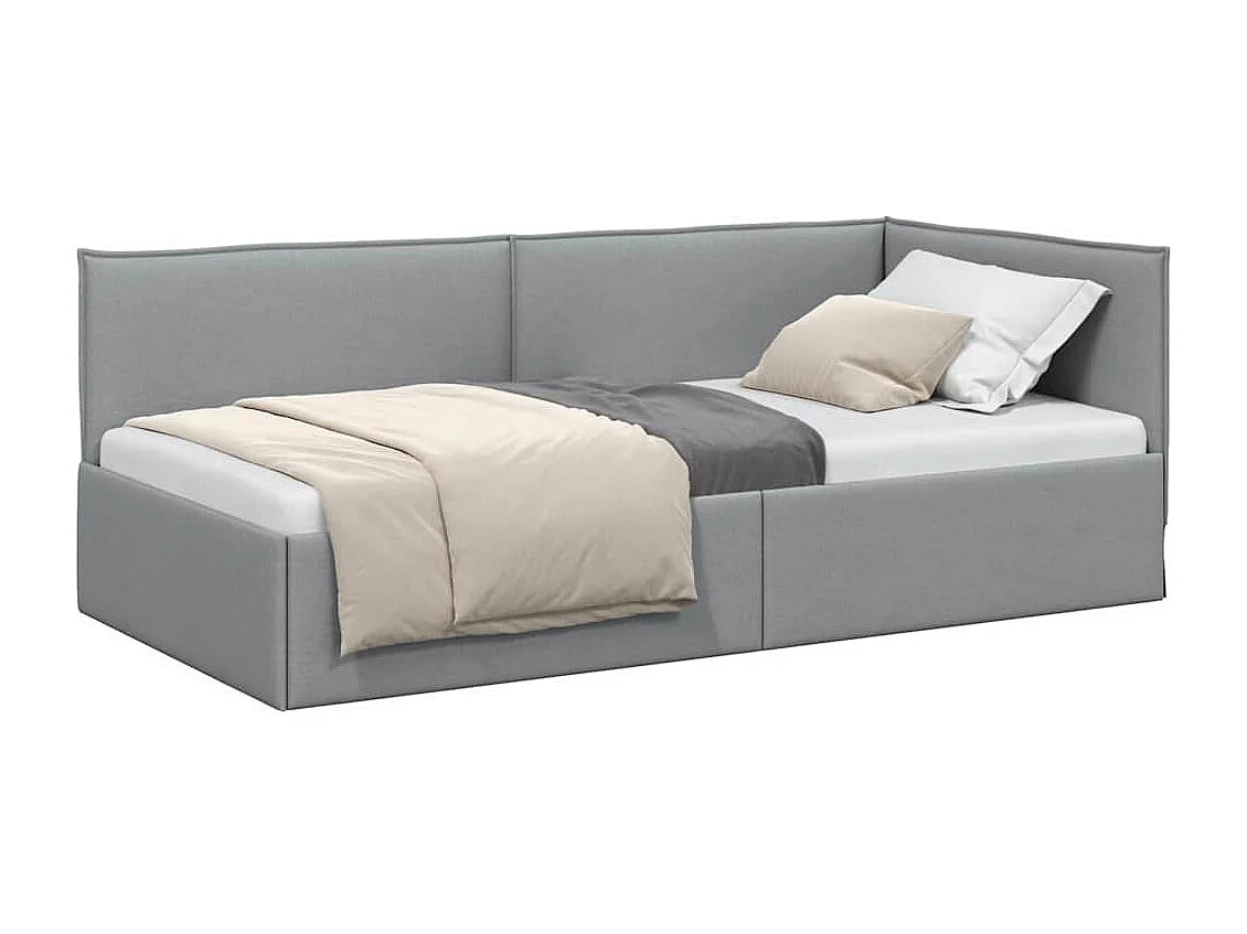 Cadre de lit d'angle Gris clair 90 x 200 cm tissu