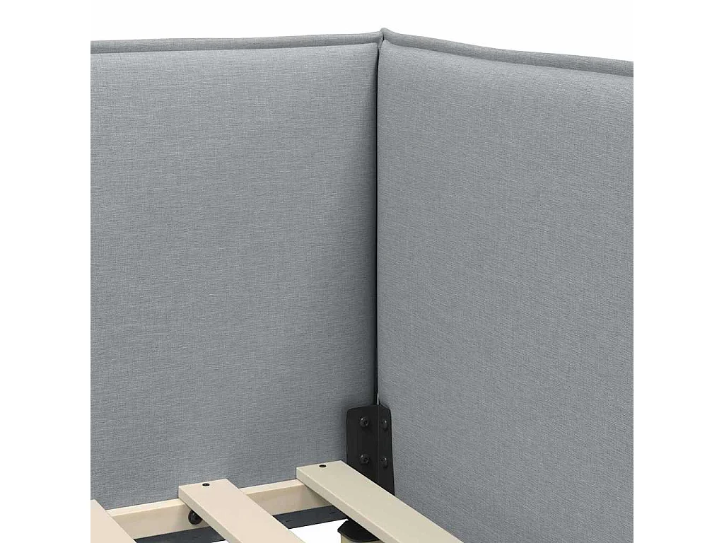 Cadre de lit d'angle Gris clair 90 x 200 cm tissu