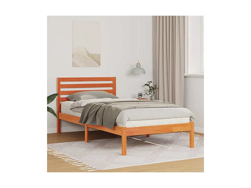 Estructura de cama con cabecera Marrón cera 75 x 190 cm
