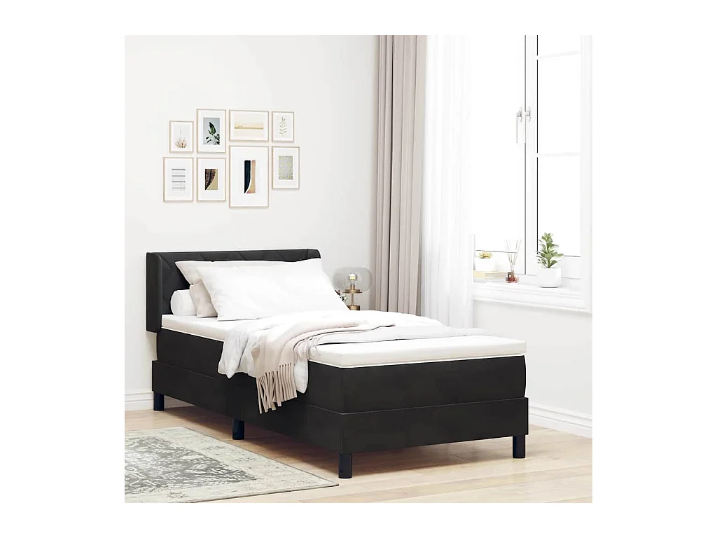 Cadre de lit avec matelas noir 100x200 cm en velours Noir